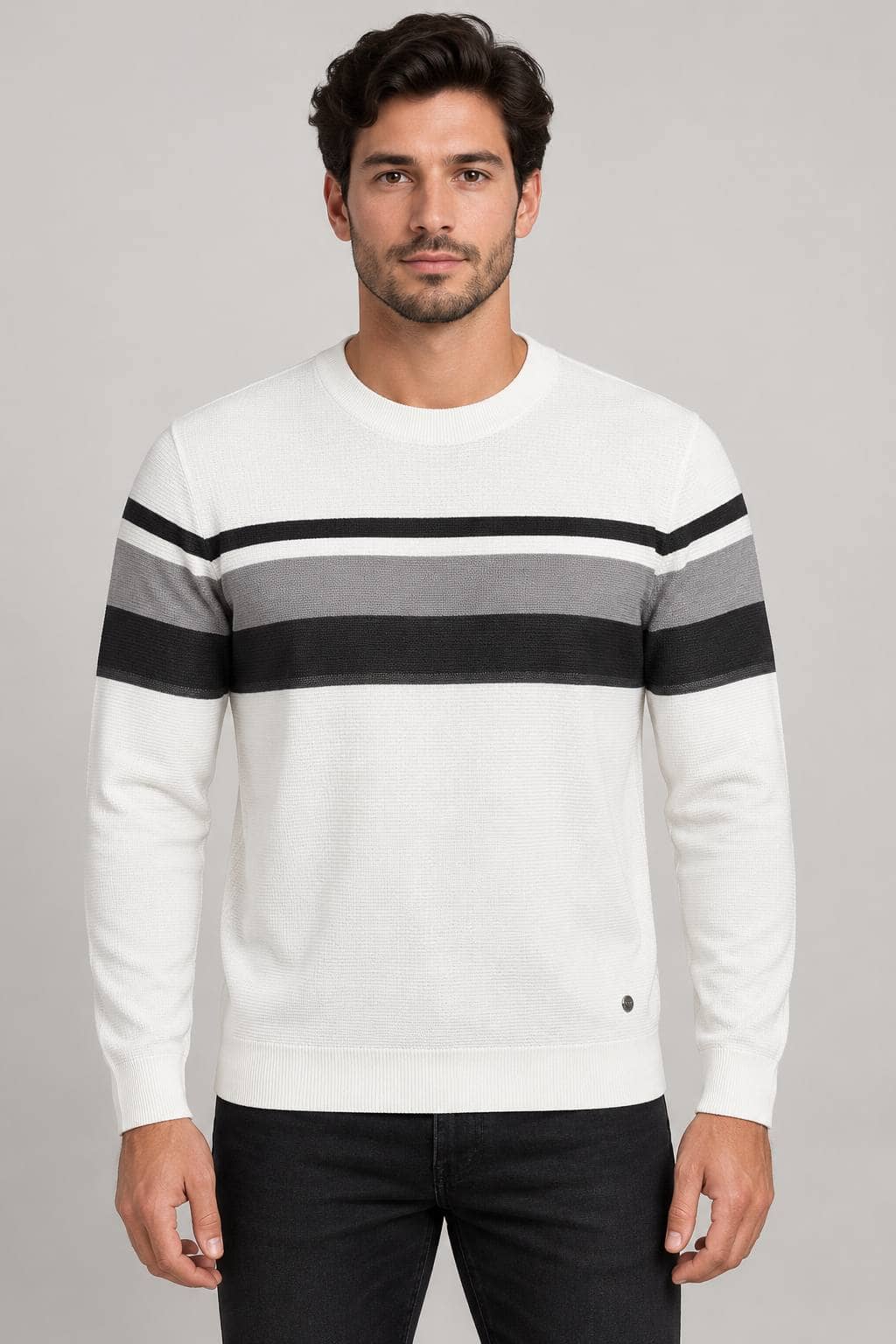 M.Pescarolo China Sweater 55339 / white_grey / M 2