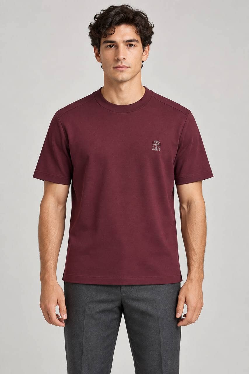 B.CUCINELLI China Futbolka 6Y665A / bordo / L 2
