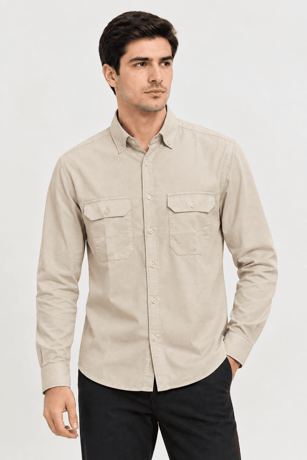 D'ferro Uomo China Rubashka DU250525 / Beige / M
