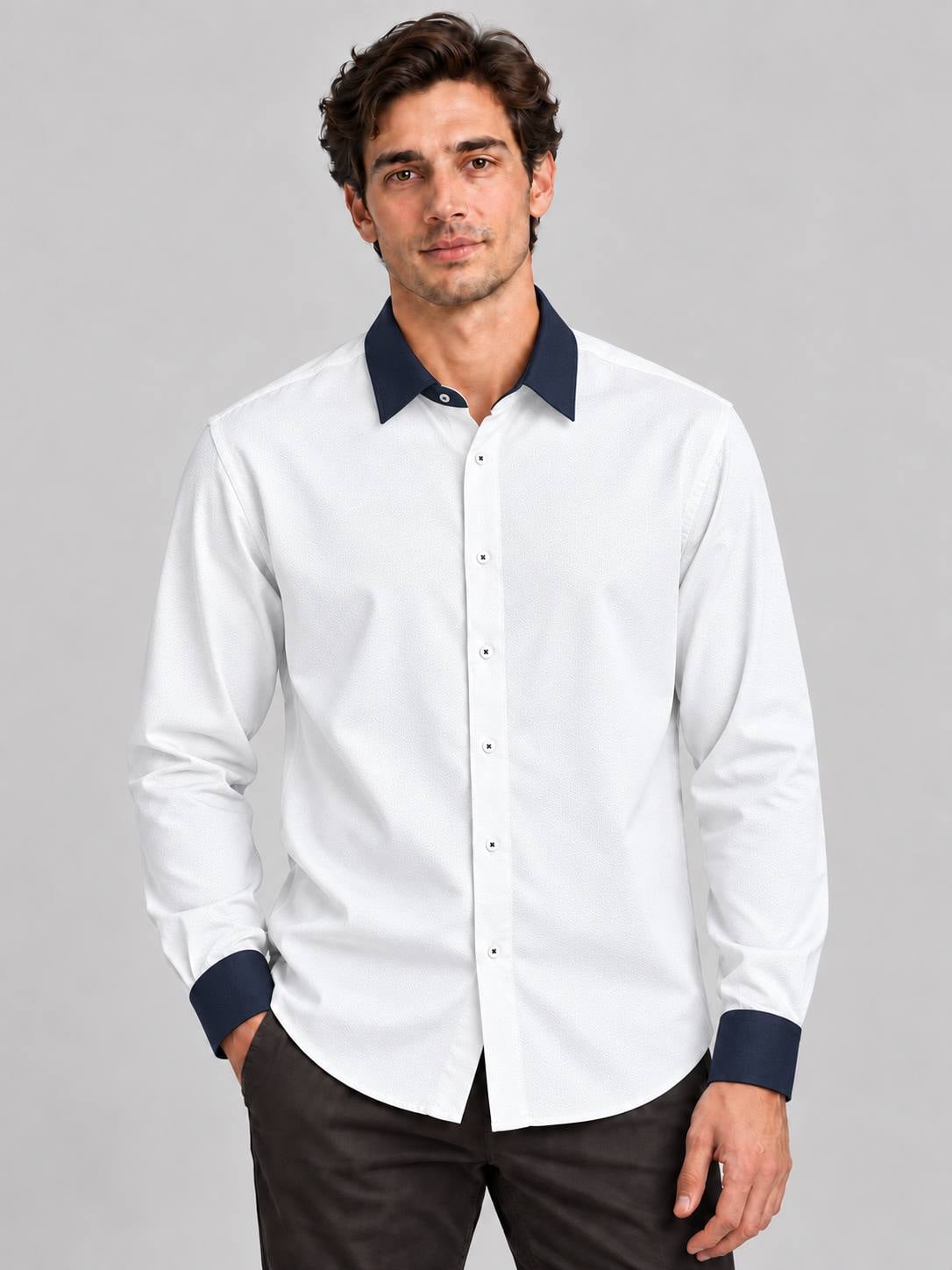 Racinelli China Rubashka gofra / white / M