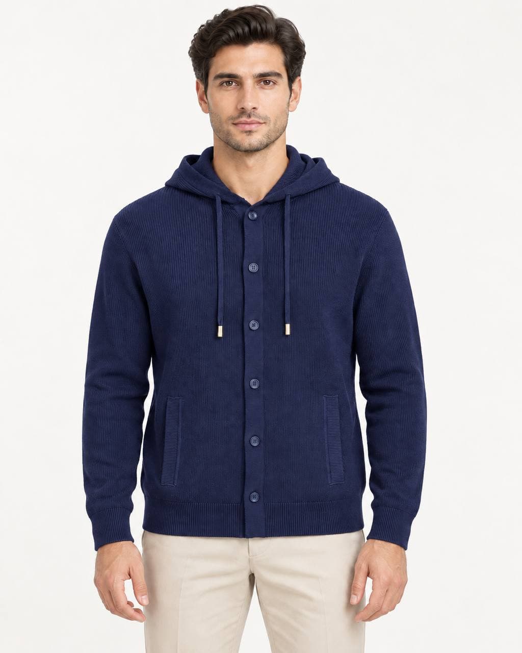 GIOTELLI China Cardigan kapishon knopka 25S358 / Blue / XXL